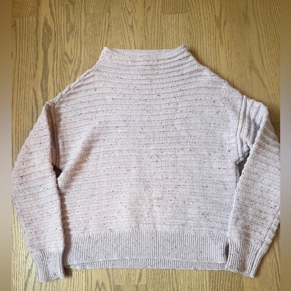 Court & Rowe Lavender Speckled Ribbed Mock Neck Boxy Chunky Sweater